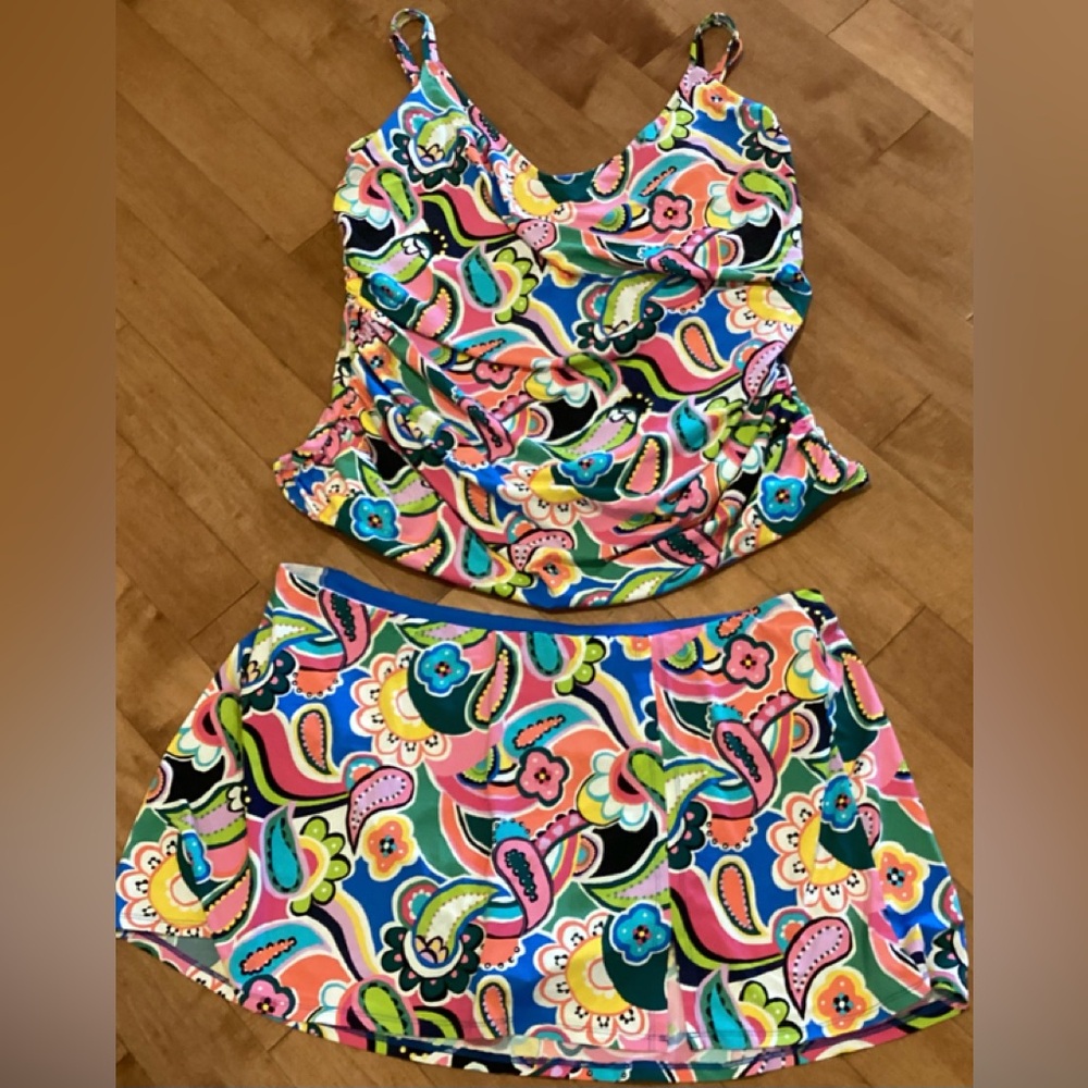 Bleu by Rod Beattie Tankini Top and Bottom Set- 22W